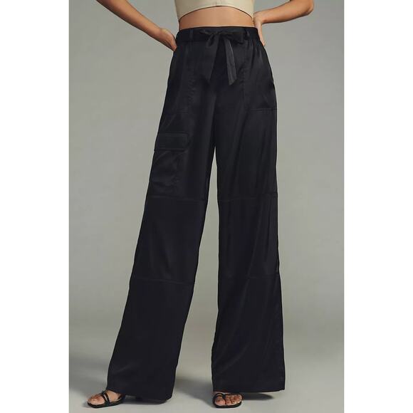 New Anthropologie Hutch Satin Utility Pants $148 SMALL Black Spandex - Picture 6 of 6